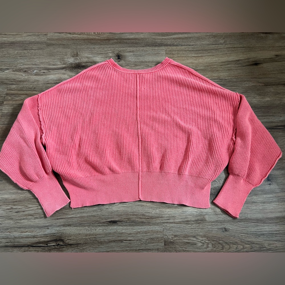 Aerie Beyond Cropped Sweater Haute Coral Pink Size XL - Picture 8 of 9